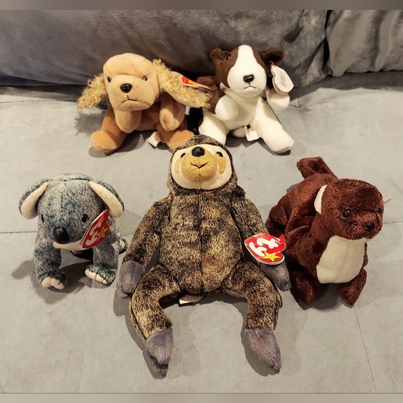 NWT TY TOYS RETIRED BEANIE BABY BUNDLE 5 BRUNO SPUNKY SLOWPOKE EUCALYPTUS RUNNER - Picture 5 of 12